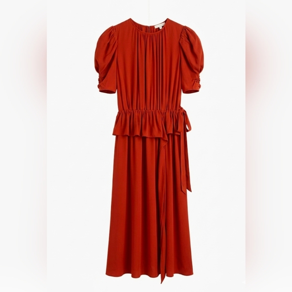 Ulla Johnson Marion Puff Sleeve Midi Dress & Straw Sun Hat Bundle Retail $520 - Picture 7 of 10